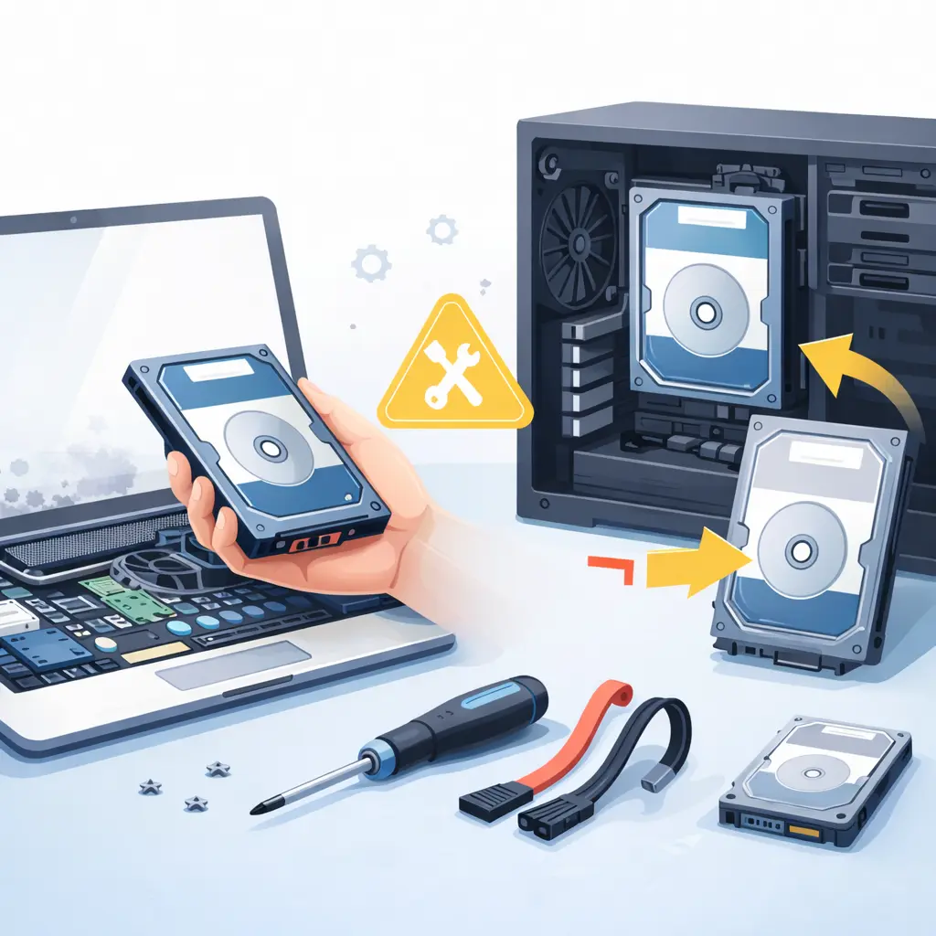 udskiftning af harddisk Udskiftning af harddisk i bærbar eller stationær computer